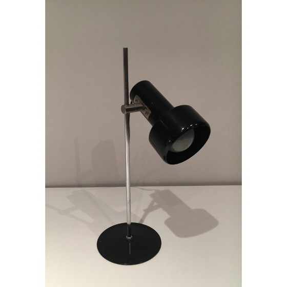Image 1 of Lampe réglable vintage en métal laqué noir et chrome, 1970