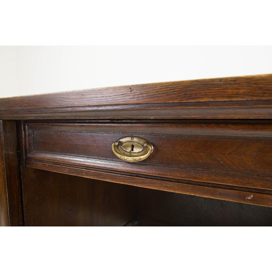 Image 1 of Bureau vintage autoportant en bois et laiton, années 1920