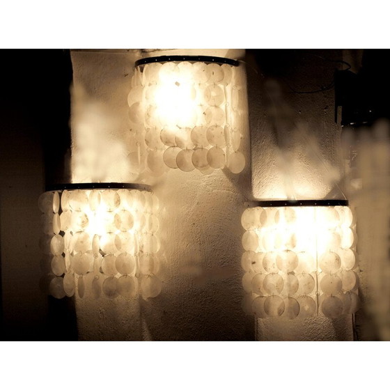 Image 1 of Ensemble de 3 lampes murales vintage shell par j. Luber, 1970