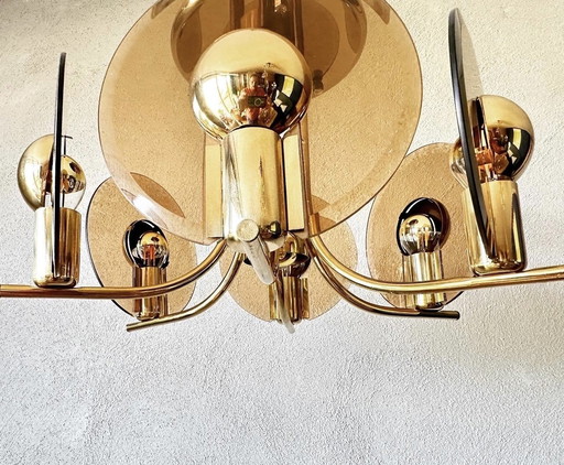 Plafonnier vintage en verre fumé