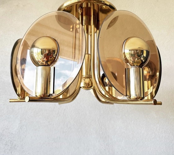 Image 1 of Plafonnier vintage en verre fumé