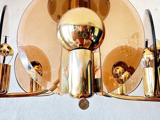 Image 1 of Plafonnier vintage en verre fumé