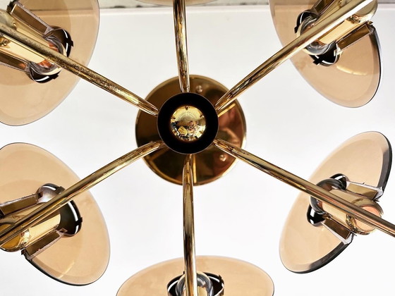 Image 1 of Plafonnier vintage en verre fumé