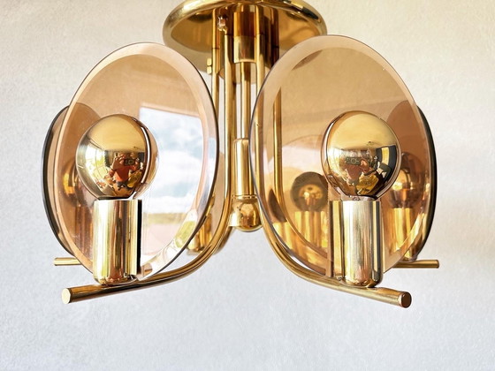 Image 1 of Plafonnier vintage en verre fumé