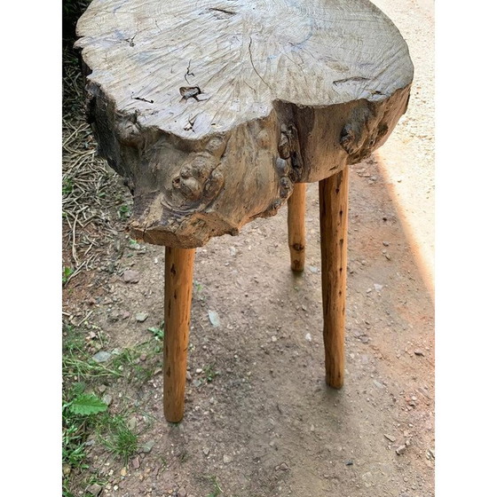 Image 1 of Table d'appoint vintage en bois massif