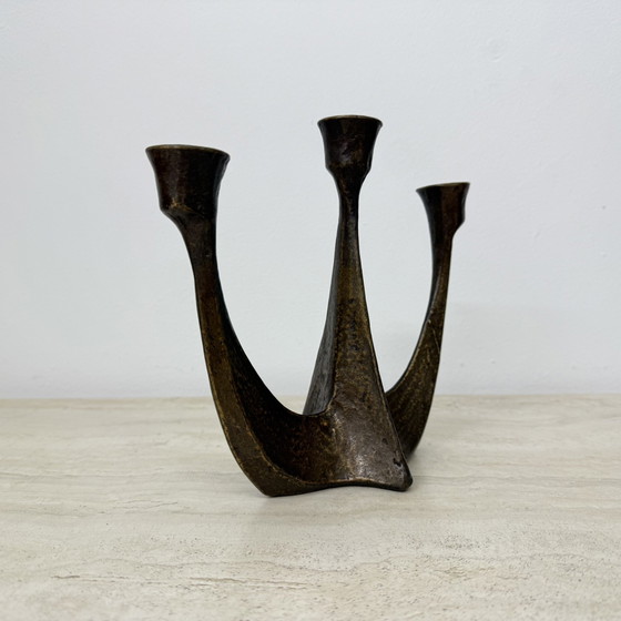 Bâton de bougie en bronze brutaliste par Horst Dalbeck , 1970S Allemagne – Bougeoirs et chandeliers (photo 2 of 10)