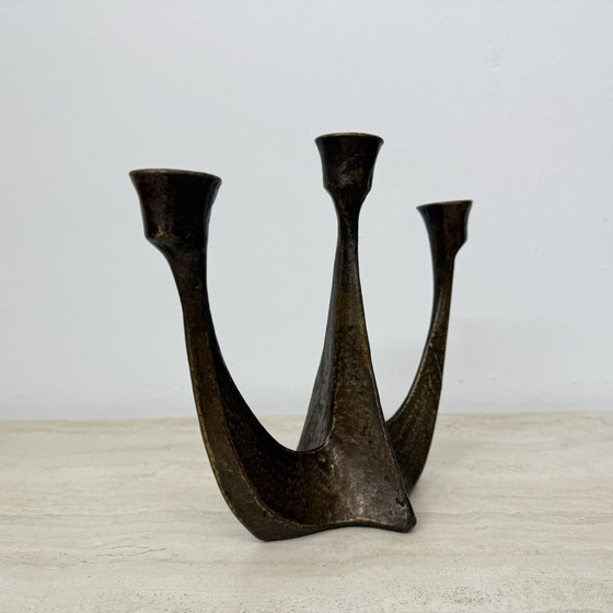 Bâton de bougie en bronze brutaliste par Horst Dalbeck , 1970S Allemagne – Bougeoirs et chandeliers (photo 6 of 10)