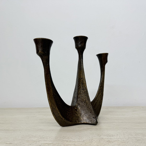 Bâton de bougie en bronze brutaliste par Horst Dalbeck , 1970S Allemagne – Bougeoirs et chandeliers (photo 3 of 10)