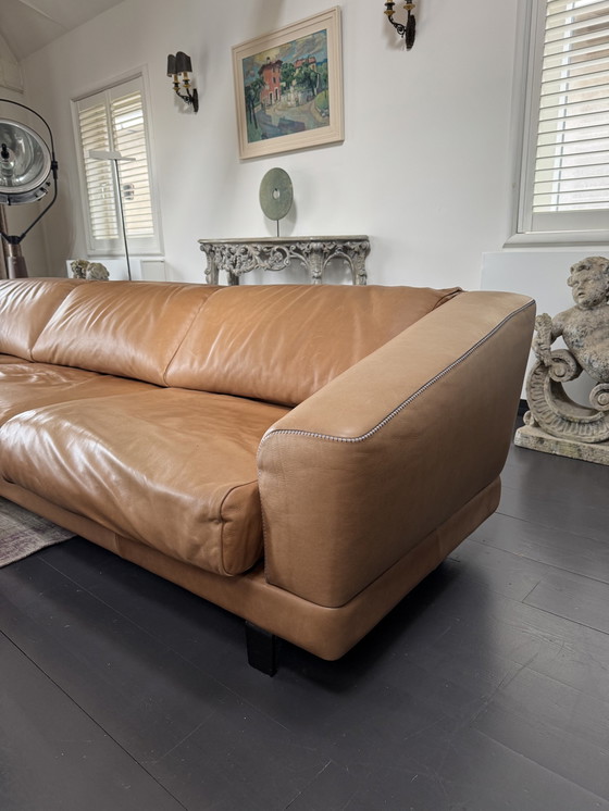 Image 1 of Banc design Durlet en cuir couleur camel