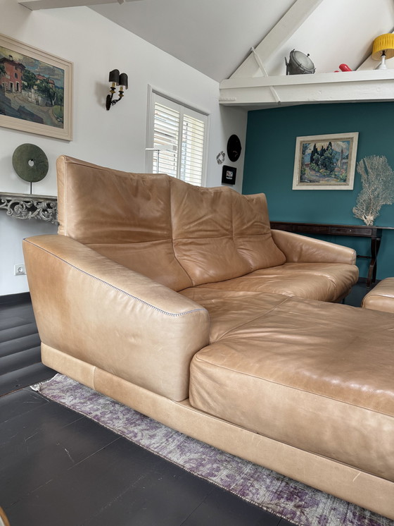 Image 1 of Banc design Durlet en cuir couleur camel