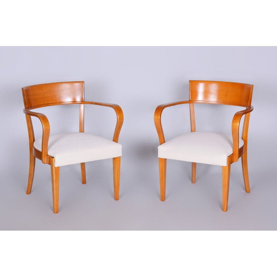Image 1 of Paire de fauteuils Art Déco en bois de hêtre blanc par Jindrich Halabala pour Up Zavody, Tchécoslovaquie 1930