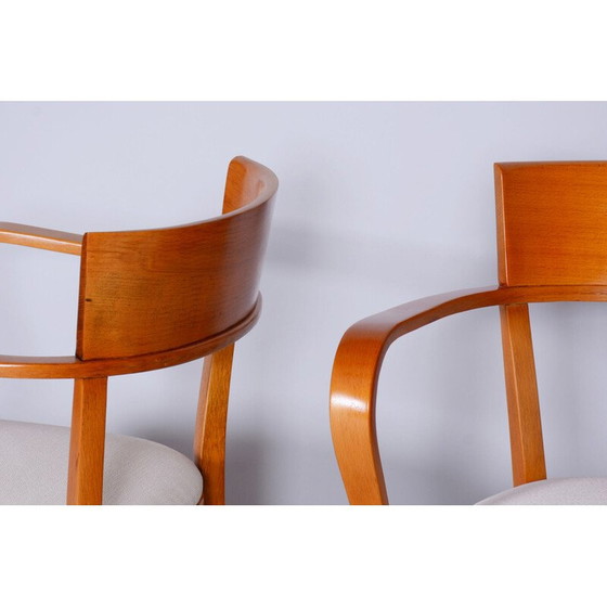 Image 1 of Paire de fauteuils Art Déco en bois de hêtre blanc par Jindrich Halabala pour Up Zavody, Tchécoslovaquie 1930