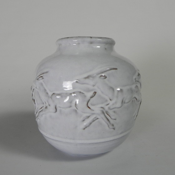 Image 1 of Vase Mobach avec cerf, modèle 217 par Bouke et Klaas Mobach, années 1960