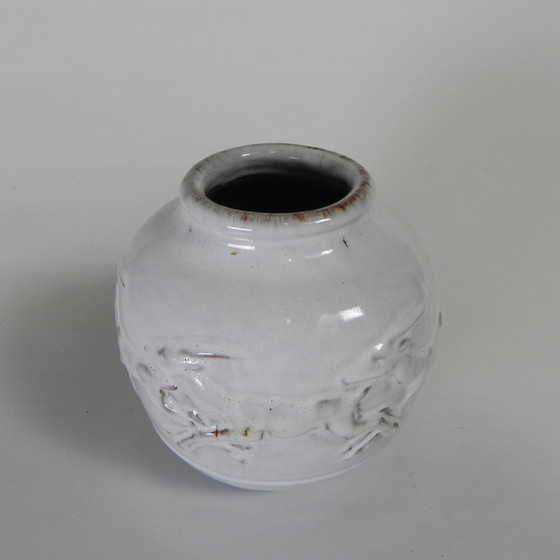 Image 1 of Vase Mobach avec cerf, modèle 217 par Bouke et Klaas Mobach, années 1960