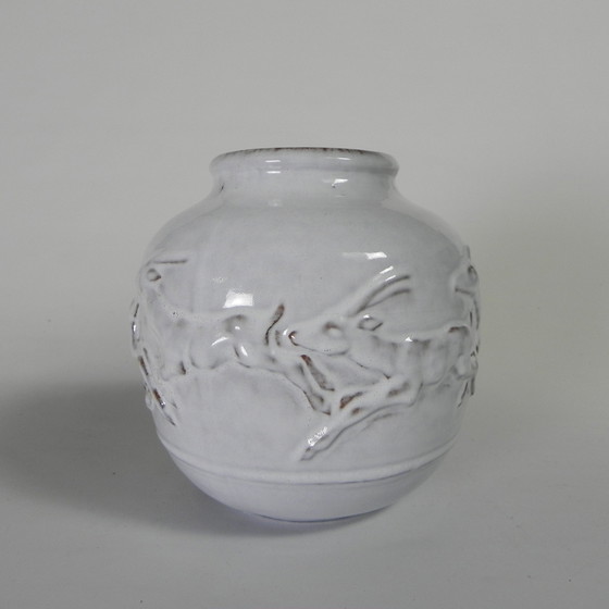 Image 1 of Vase Mobach avec cerf, modèle 217 par Bouke et Klaas Mobach, années 1960