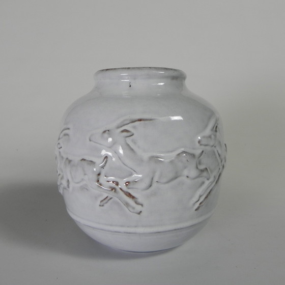 Image 1 of Vase Mobach avec cerf, modèle 217 par Bouke et Klaas Mobach, années 1960