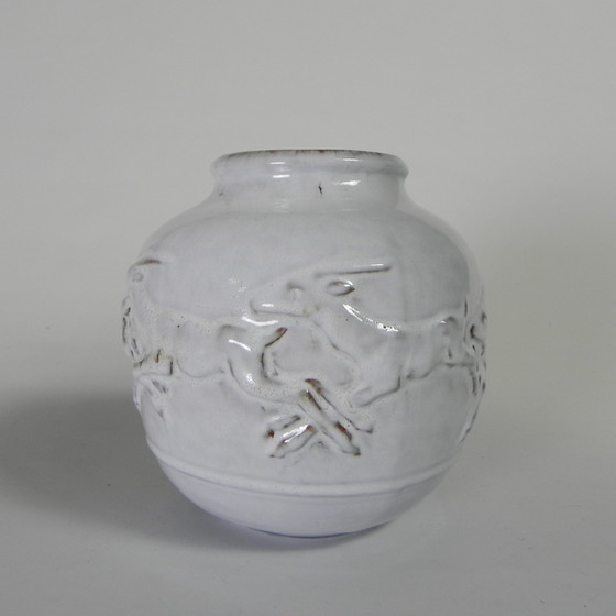 Image 1 of Vase Mobach avec cerf, modèle 217 par Bouke et Klaas Mobach, années 1960