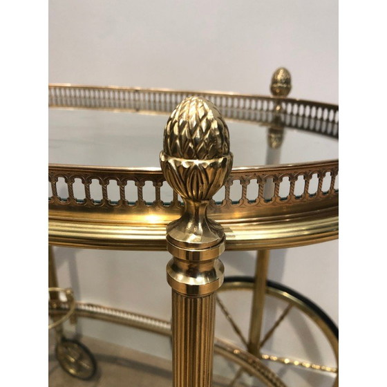 Image 1 of Table roulante ovale en laiton pour la Maison Baguès, France 1940