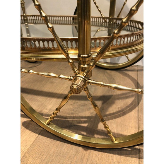 Image 1 of Table roulante ovale en laiton pour la Maison Baguès, France 1940