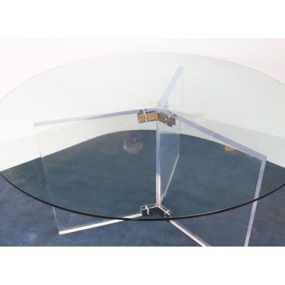 Image 1 of Table ronde vintage xl lucite et verre chromé