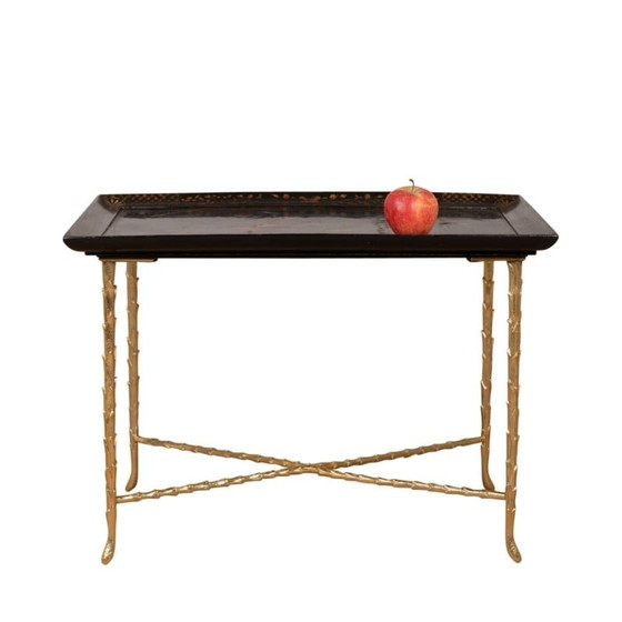 Image 1 of Table basse vintage en laque et bronze de la Maison Baguès, 1970