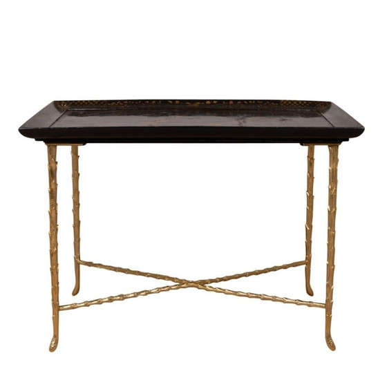 Image 1 of Table basse vintage en laque et bronze de la Maison Baguès, 1970