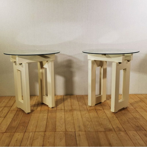 Paire de harnais vintage en métal laqué blanc 1980