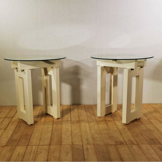 Image 1 of Paire de harnais vintage en métal laqué blanc 1980