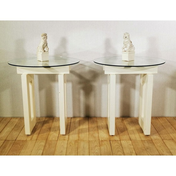 Image 1 of Paire de harnais vintage en métal laqué blanc 1980