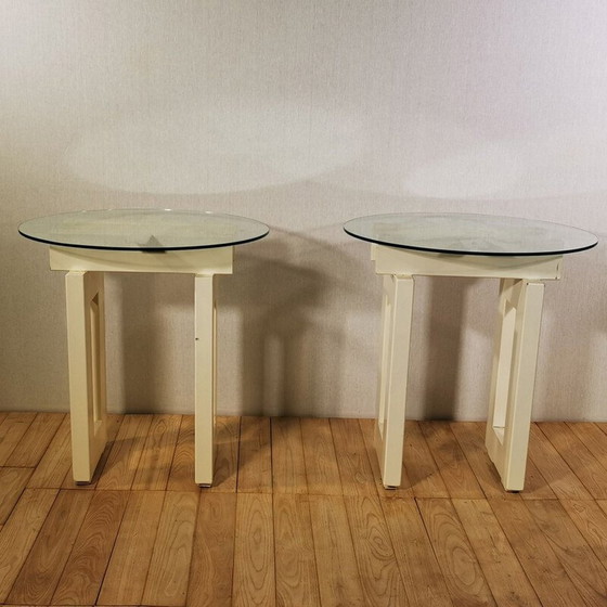 Image 1 of Paire de harnais vintage en métal laqué blanc 1980