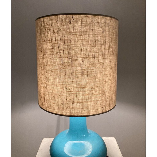 Lampe de table vintage en céramique bleue