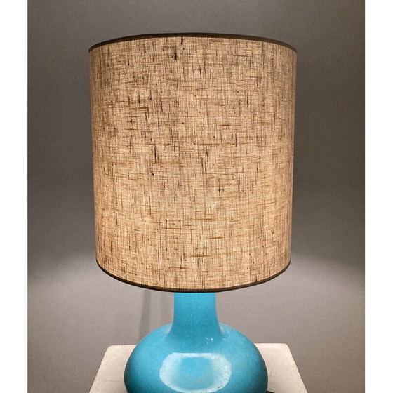Image 1 of Lampe de table vintage en céramique bleue