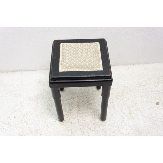 Image 1 of Tabouret vintage en bois de hêtre et tissu, Autriche-Hongrie, années 1910