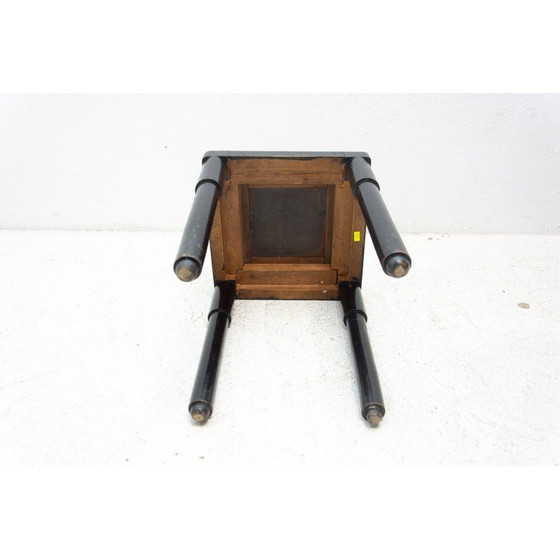 Image 1 of Tabouret vintage en bois de hêtre et tissu, Autriche-Hongrie, années 1910