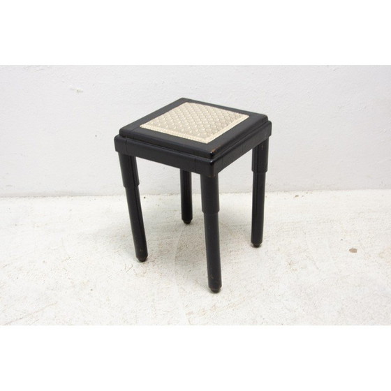 Image 1 of Tabouret vintage en bois de hêtre et tissu, Autriche-Hongrie, années 1910