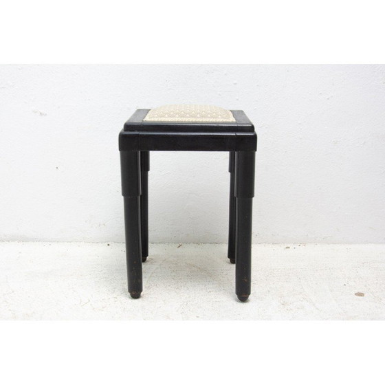 Image 1 of Tabouret vintage en bois de hêtre et tissu, Autriche-Hongrie, années 1910