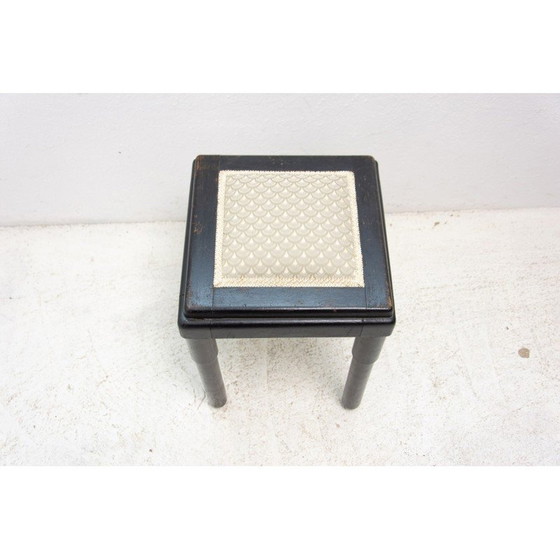Image 1 of Tabouret vintage en bois de hêtre et tissu, Autriche-Hongrie, années 1910