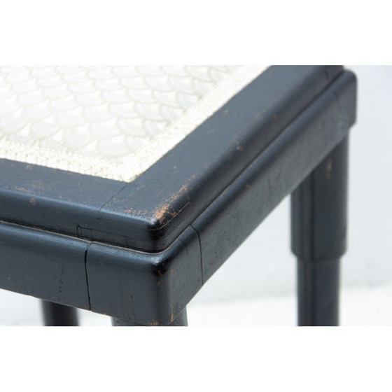 Image 1 of Tabouret vintage en bois de hêtre et tissu, Autriche-Hongrie, années 1910