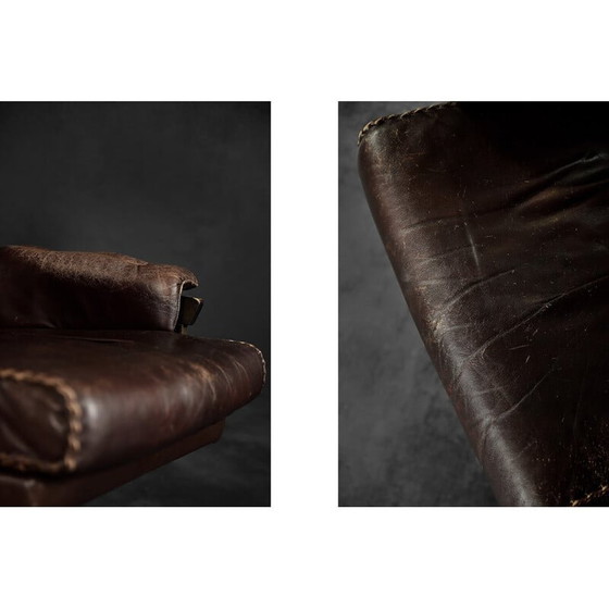 Image 1 of Fauteuil de direction vintage scandinave en cuir marron, Danemark 1970