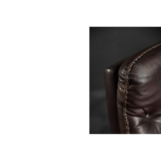 Image 1 of Fauteuil de direction vintage scandinave en cuir marron, Danemark 1970