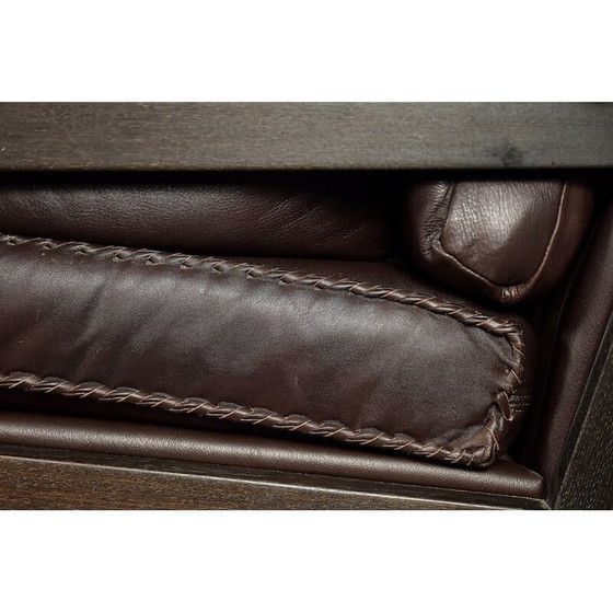 Image 1 of Fauteuil de direction vintage scandinave en cuir marron, Danemark 1970