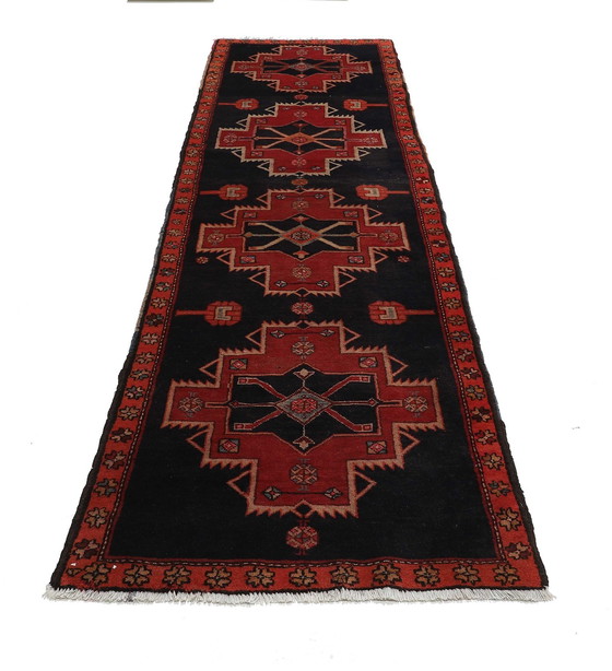 Image 1 of Tapis persan original noué à la main Ardebil Ancien 371 X 100 cm Top condition