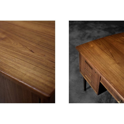 Bureau bilatéral vintage danois en teck scandinave, 1960s