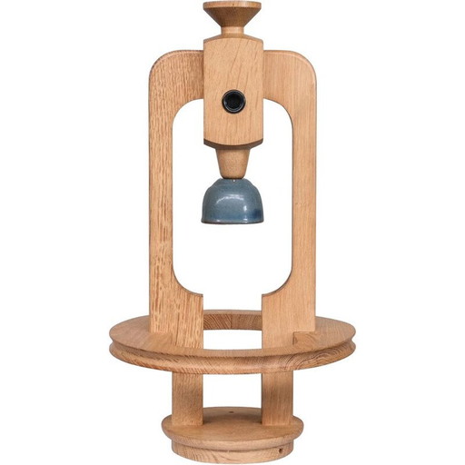 Suspension vintage en bois de chêne par Guillerme et Chambron, France 1960