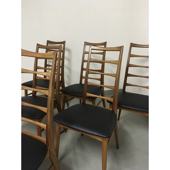 Image 1 of Ensemble de 6 chaises vintage en teck Lis Niels Koefoeds 1960