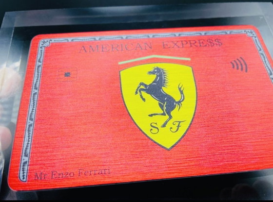 Image 1 of Carte Amex en aluminium, Ferrari. Œuvre originale Artiste N.Nathan