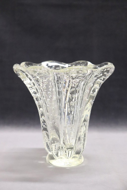 Vase transparent en verre de Murano, 1950S