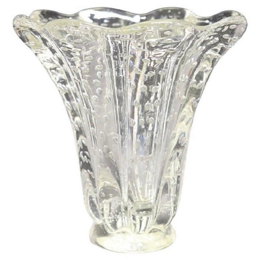 Vase transparent en verre de Murano, 1950S