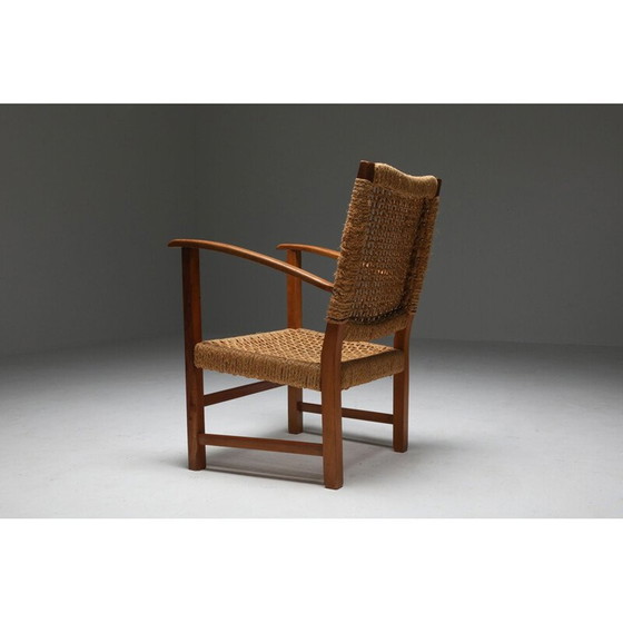 Image 1 of Fauteuil vintage en hêtre et corde 1960s