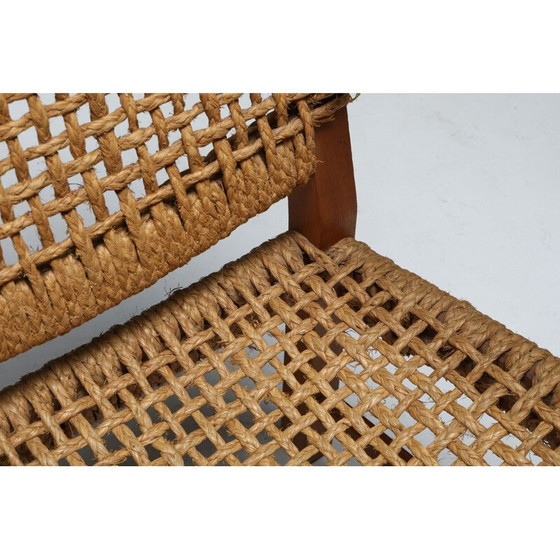 Image 1 of Fauteuil vintage en hêtre et corde 1960s